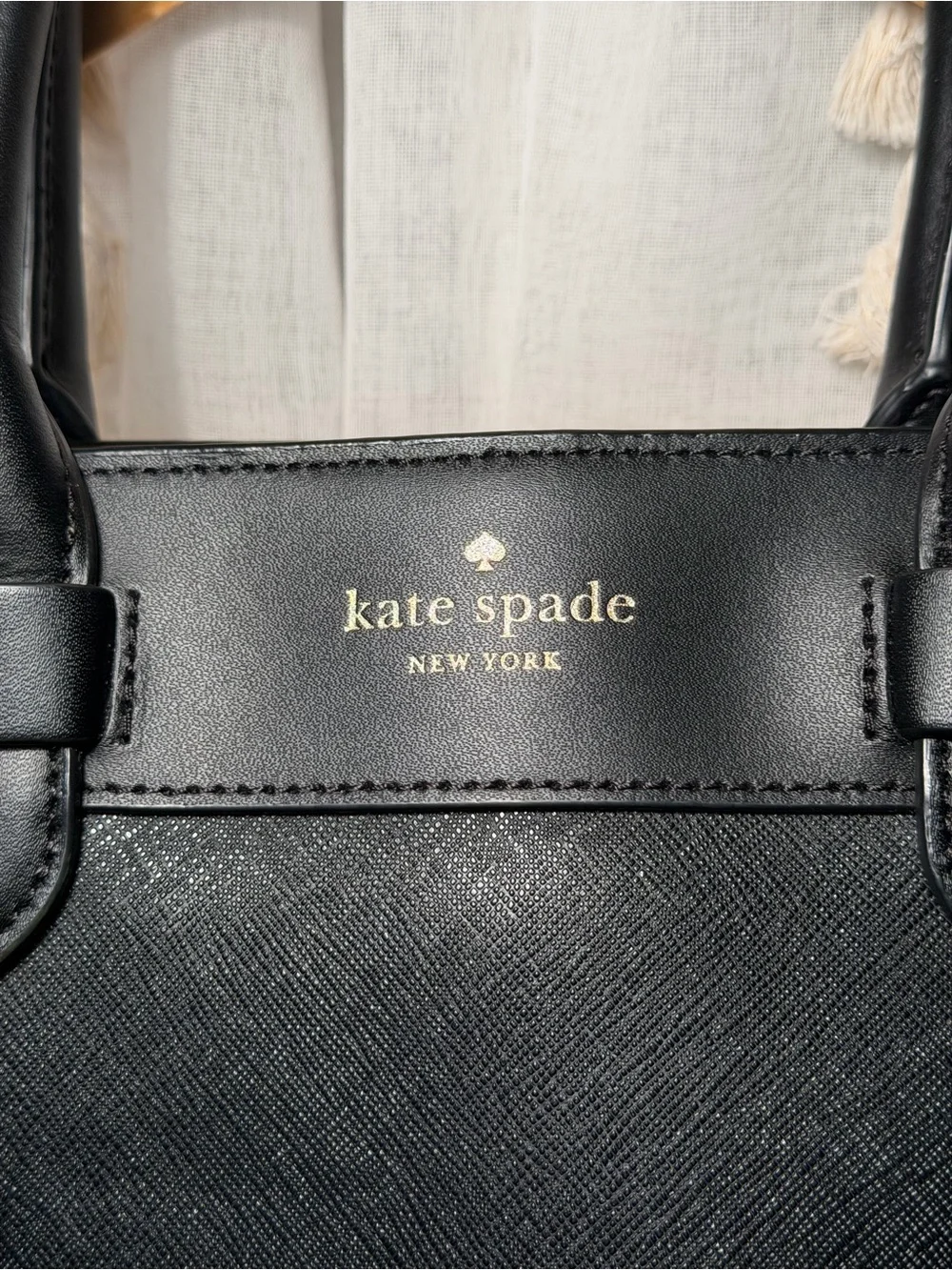 kate spade Black Saffiano Leather Satchel with Shoulder Strap